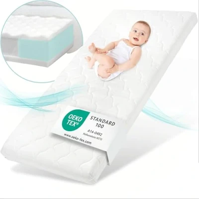 Abbildung von Sun Garden Babymatratze, Kindermatratze 70x140 cm mit Trittkante, Oeko Tex 100 Zertifiziert, Baby Matratze für Babybett, Kinderbett oder Reisebett, Bezug bis 60C Grad waschbar