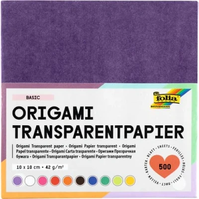 Abbildung von Folia Bastelkartonpapier Transparentpapier Faltblätter 42g/m², 10 x cm, Farben, mehrfarbig (500 Blatt)