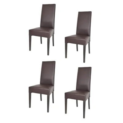Abbildung von t m c s Tommychairs 4er Set Moderne Stühle Luisa für Küche und Esszimmer, robuste Struktur aus lackiertem Buchenholz Farbe Wengeholz, Gepolstert mit Kunstleder in der Mokka bezogen