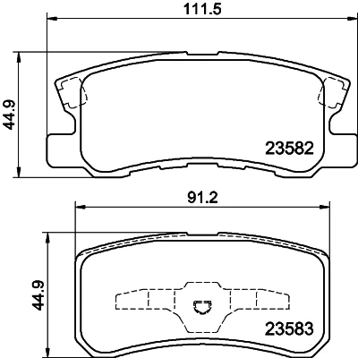 Abbildung von HELLA 8DB 355 009 691 Bremsbelagsatz mit akustischer Verschleißwarnung Zubehör MITSUBISHI: ASX SUV, Outlander 3, 2 JEEP: Compass
