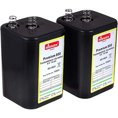 Abbildung von 4R25 6V Blockbatterie Ersatz für Nissen Trockenbatterie, Laternenbatterie IEC 4R25, Campingbatterie, (Nissen Block 2er Set)