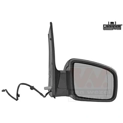 Abbildung von Außenspiegel Van Wezel 3081808 rechts schwarz rauh Komplettspiegel, asphärisch, für elektr.Spiegelverstellung, beheizbar MERCEDES BENZ: Vito Mixto