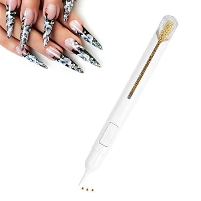 Abbildung von Nail Art Bullion Stift, Metallperlen Punktierung Malerei Zeichenstift, DIY Maniküre Dekorationen, Geeignet für Natürliche und Künstliche Nägel(Gold)