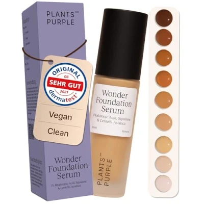Abbildung von Wonder Foundation Serum Make Up sanfte Deckkraft Alle Hauttyp Mit Hyaluronsäure + Squalan Regenerierende Wirkung Getöntes Gesichtsserum langanhaltender Glow Plants Are Purple (Honey 30ml)