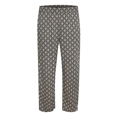 Abbildung von Kaffe Curve Damen Women&#039;s Plus Size Wide Pants Loose Printed Hose, Black/Sand Dollar Graphic, 46