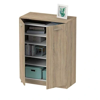 Abbildung von Muebles Pitarch Multifunktionaler Schuhunterschrank mit 2 Regalen für Büros, Galerien, Küchen, 101x74x36 cm (Höhe x Breite Tiefe), Eiche Cambrian, Tibet Kollektion