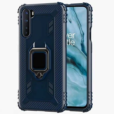 Abbildung von TANYO Hülle für OnePlus Nord, Schutzhülle TPU Silikon Armor Handyhülle mit Ständer, Stoßfeste Silikonhülle Bumper, Blau