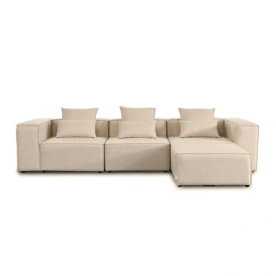 Abbildung von Home Deluxe Sofa Verona Beige, Größe: L ca. 327 x 70 207 cm, Sitzhöhe: 46 Sitztiefe: 80 inkl. Kissen I Modulares Modulsofa Ecksofa Wohnlandschaft