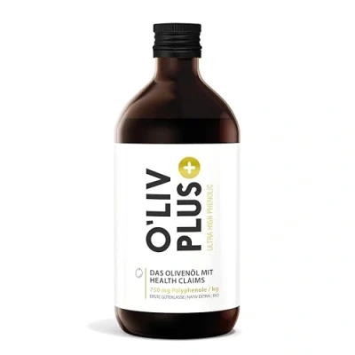 Abbildung von Das Olivenöl mit Gesundheitswert extra hoher Polyphenol Gehalt 750 mg/kg Bio Qualität nur 1 Esslöffel/Tag Oliv PLUS 500 ml 50 Portionen