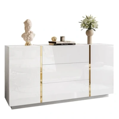 Abbildung von Lookway Kommode ONYX Hochglanz Push Open/Goldgriffe 158 cm