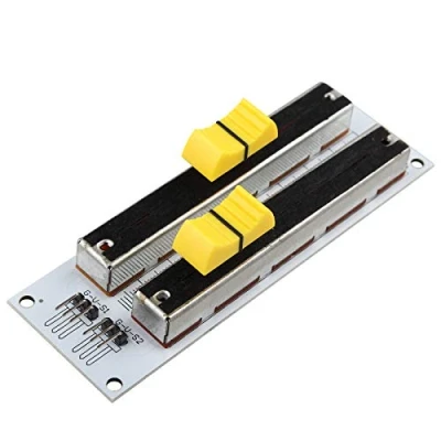 Abbildung von HALJIA Elektronischer Baustein, 10 K, doppelreihig, schiebbar, lineares Potentiometer Modul Kompatibel mit Arduino Mischer, linearer Gleitwiderstand, analoger Sensor