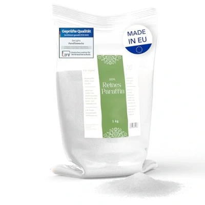 Abbildung von BwLights Hochwertiges Paraffinwachs verschiedene Größen (1kg) in Weiß Wachsgranulat zum Schmelzen &amp; Herstellen deiner eigenen Kerze 100% Paraffin