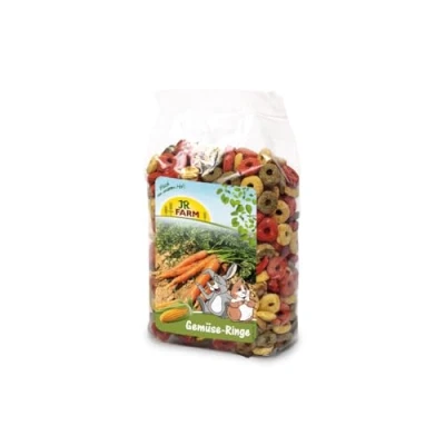 Abbildung von JR FARM Gemüse Ringe Doppelpack 2 x 200 g Ergänzungsfuttermittel für Nager und Zwergkaninchen Kann als knuspriger Belohnungssnack dienen Schmackhafte Gemüsefüllung
