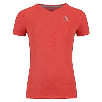 Abbildung von Odlo Damen Kurzarm Shirt mit V Ausschnitt F DRY, cayenne, S