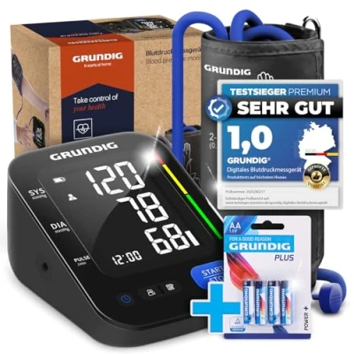 Abbildung von Grundig Oberarm Blutdruckmessgerät präzise einfache Bedienung inkl. Batterien