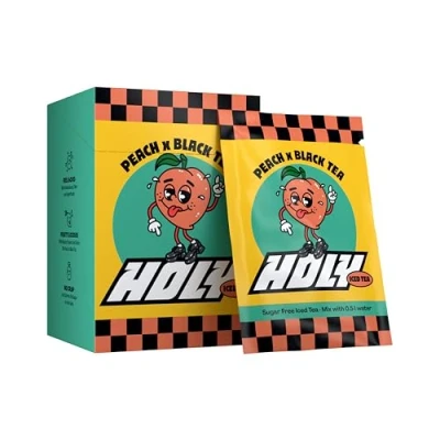 Abbildung von HOLY Iced Tea® 10er Probier Box &#039;Peach x Nectarine Black Tea&#039; mit Pfirsich Geschmack Pulver 10 Portionen Antioxidantien &amp; Superfoods Zuckerfreier Eistee Vegan natürlichen Fruchtaromen