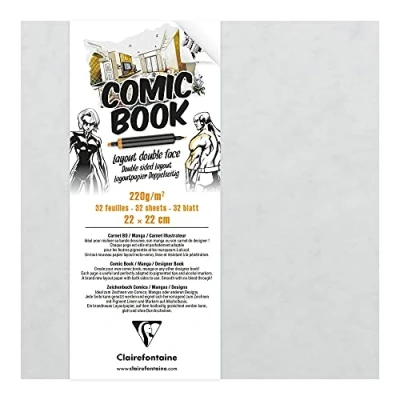 Abbildung von Clairefontaine 975198C Zeichenbuch mit doppelseitigem Layoutpapier, 220g, 22 x 22cm, ideal für Comics &amp; Manga, 1 Stück