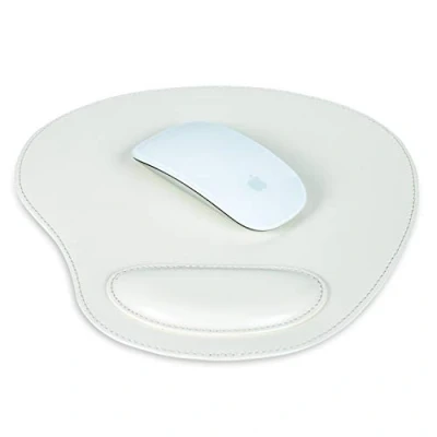 Abbildung von Londo Tapis de Souris Ovale en Cuir PU Avec Repose Poignet Ergonomique Confort (Blanc)