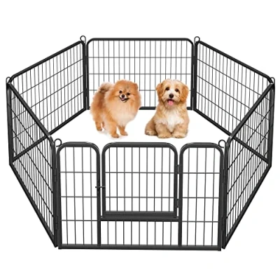 Abbildung von Yaheetech Welpenlaufstall Welpengitter 6 Gitter je 80x 60 cm Welpenauslauf Freigehege für Hund Hundelaufstall Innen/Außenbereich
