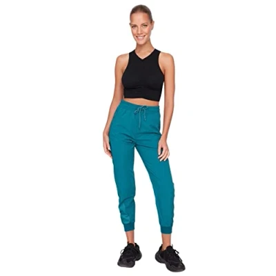 Abbildung von Trendyol Damen Herren Sportswear Hoher Bund Jogger Jogginghose Sweatpants High Waist Knit Dark Green Sweatpants, Green, XL