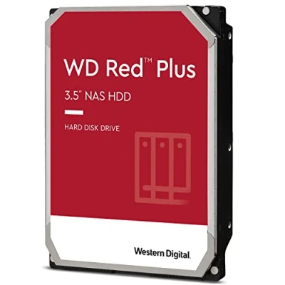 Abbildung von WD Red Plus interne Festplatte NAS 4 TB (3,5&#039;&#039;, Workload Rate 180 TB/Jahr, 5.400 U/min, 256 MB Cache, NASware Firmware für Kompatibilität, 8 Bays) Rot