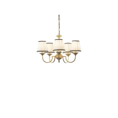Abbildung von Lindby Kronleuchter Lumiel, 5flg., creme/messing, Textil