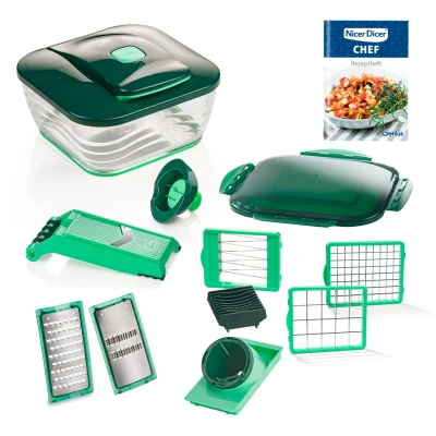 Abbildung von Genius Zerkleinerer &quot;Nicer Dicer Chef inkl. Julienne Reib Einsatz, Set 16 tlg.&quot;, Nicer Schneidgerät in der 10. Generation für die ganze Familie