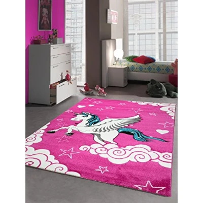 Abbildung von Carpetia Kinderteppich Spielteppich Kinderzimmer Mädchen Teppich Einhorn Pink, rechteckig, Höhe: 13 mm