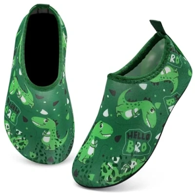 Abbildung von IceUnicorn Badeschuhe Kinder Schwimmschuhe Jungen Mädchen Strandschuhe Baby Aquaschuhe Barfußschuhe Kleinkind Wasserschuhe(Dinosauriergrün, 22/23EU)