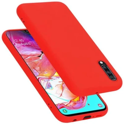 Abbildung von Cadorabo Hülle kompatibel mit Samsung Galaxy A70 / A70s Silikon Handyhülle für Case aus flüssigem stoßfeste dünne TPU Schutzhülle Liquid ROT