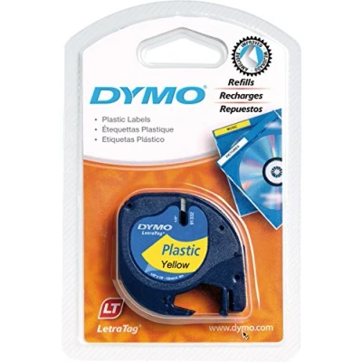 Abbildung von Dymo LetraTag Band, Plastik, 12 mm x 4 m schwarz auf gelb
