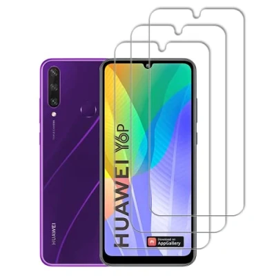 Abbildung von Tzstz 3 Tempered Glass Screen Protector ，for HUAWEI Y6P，9H Hardness，Anti Scratch， Waterproof，Compatible Fingerprint，HD Klar Schutzfolien