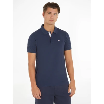 Abbildung von Tommy Jeans Original FINE SLIM FIT Poloshirt, Herren, Größe: Large, Black iris