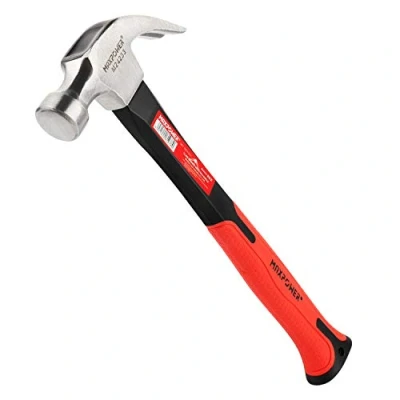 Abbildung von MAXPOWER Klauenhammer (226g Kopfgewicht, 240mm Länge), Zimmermannhammer mit ergonomischem Griff aus poliertem Legierungsstahl und Glasfaser