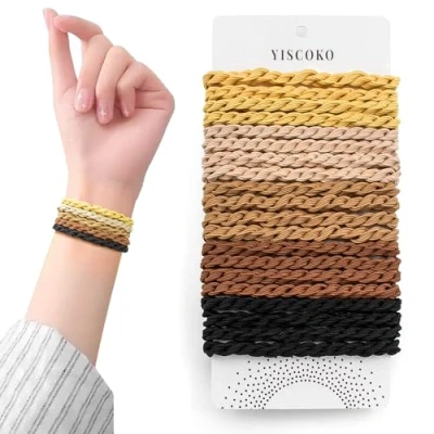 Abbildung von YISCOKO Haargummi,Haargummi Damen,Haargummis,Zopfgummi,Haargummi Schwarz,Haargummis Damen,Zopfgummis Damen,Haargummi Herren,Scrunchies,Haargummi Damen,Mädchen.(20 Stück Maillard)