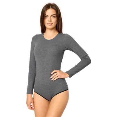 Abbildung von Merry Style Damen Langarm Body MS 114 (Dunkelmelange, S)