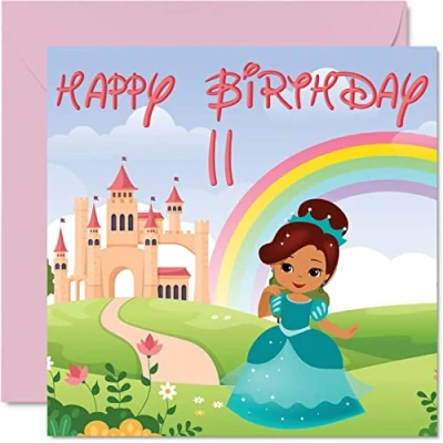Abbildung von Stuff4 Geburtstagskarte für Mädchen Prinzessinnenschloss Happy Birthday Karte 11 Jahre altes Mädchen, 145 mm x Grußkarte Tochter, Nichte, Enkelin, Kinder
