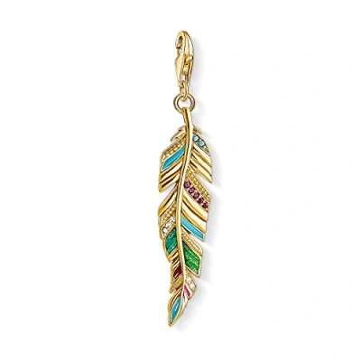 Abbildung von Thomas Sabo Damen Charm Anhänger Ethno Feder bunt 925 Sterling Silber Y0033 471 7