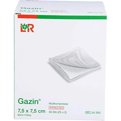 Abbildung von Gazin Mullkomp.7,5x7,5 cm steril 8fach 25X2 St