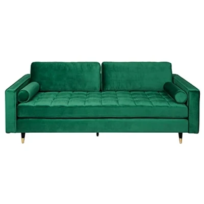 Abbildung von riess ambiente 3 Sitzer COZY VELVET 220cm smaragdgrün / schwarz gold, Einzelartikel 1 Teile, Wohnzimmer · Samt Polster Federkern mit Kissen Barock Design