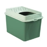 Abbildung von Rotho MyPet Eco Berty Katzenklo mit Top Eingang, grün/weiss (recycelt)