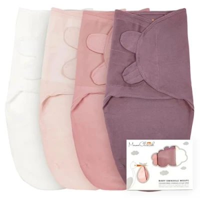 Abbildung von Baby Swaddle Sack, Bio Baumwolle Decke, verstellbare Schlafsäcke, einfache Swaddles für Junge Mädchen 3 6 Monate, Essentials, 4 Pack