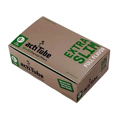 Abbildung von actiTube Aktivkohlefilter Extra Slim, 6 mm Durchmesser, 50 Filter pro Packung 1 Display (500 Filter)