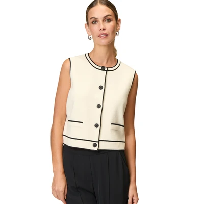 Abbildung von zero MIT Kontrastpaspeln Strickjacke, Damen, Größe: 34, Patch creamblack