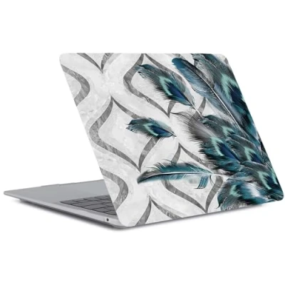 Abbildung von Hülle Kompatibel mit Neues MacBook Air 13 Zoll Modell A1932 A2179 A2337 M1 Freisetzung 2020 2019 2018 Retina Display and Touch ID, Gedrucktes Muster Plastik Hartschale Matt Case, Feder