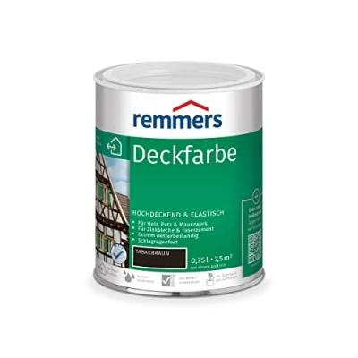 Abbildung von Remmers Deckfarbe tabakbraun, 0,75 Liter, für innen und außen, Wetterschutzfarbe viele Untergründe, hochdeckend, wetterfest