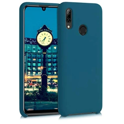 Abbildung von kwmobile Hülle kompatibel mit Huawei P Smart (2019) Silikon Handy Case Handyhülle weiche Oberfläche kabelloses Laden Petrol matt