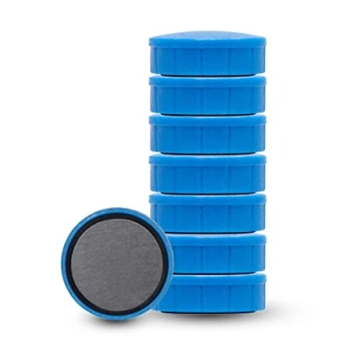 Abbildung von MAUL Magnet MAULsolid, SB Verpackung bruchsichere und kleine Magnete für einen vielseitigen Einsatz rund mit modernem Design Ø 20 x 7,5 mm 8er Pack blau