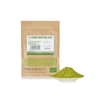 Abbildung von FRISAFRAN Bio Matcha Tee 30g Teepulver 100% natürlich Grüntee Pulver Zeremonielle Qualität In Japan angebaut vegan detox Smoothies Getränke Multivitamin Entgiftung