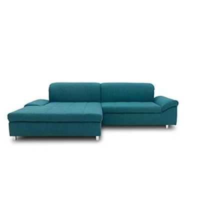 Abbildung von DOMO. collection Ecksofa Mika, Sofa mit Schlaffunktion und Bettkasten in L Form, Schlafsofa Rücken Armlehnfunktion, Polsterecke 260 x 178 80 cm (BxTxH), türkis